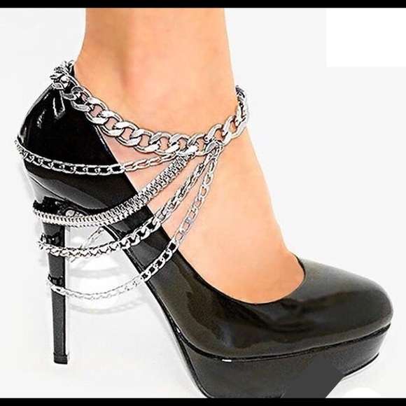 Jewelry - 2 Chain Anklets, Silvertone, Very Adjustable, New!